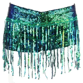 Sequin Tassel Hot Pants - Green