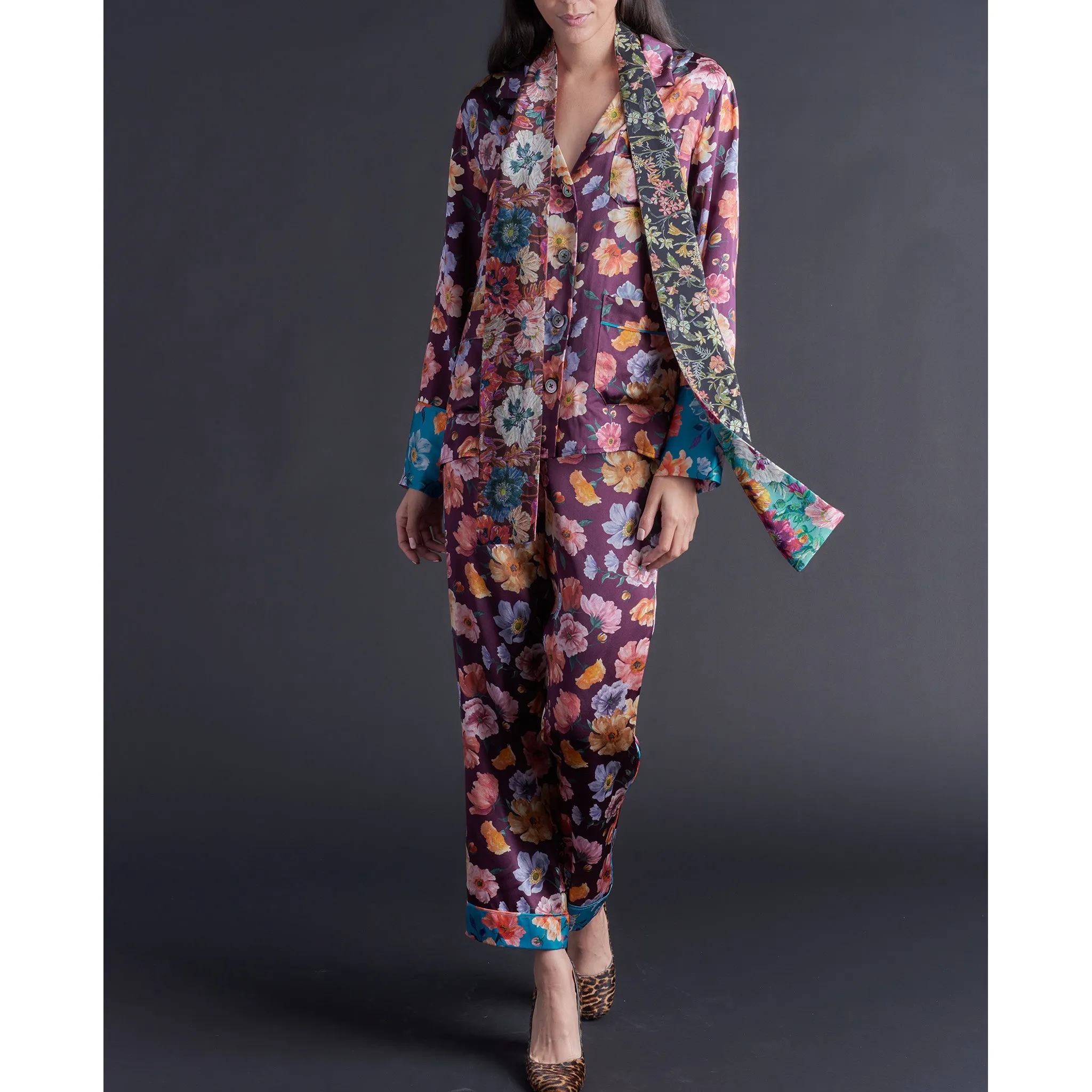 Serena Pajama Pant in Jessica's Picnic Liberty Print Silk Charmeuse