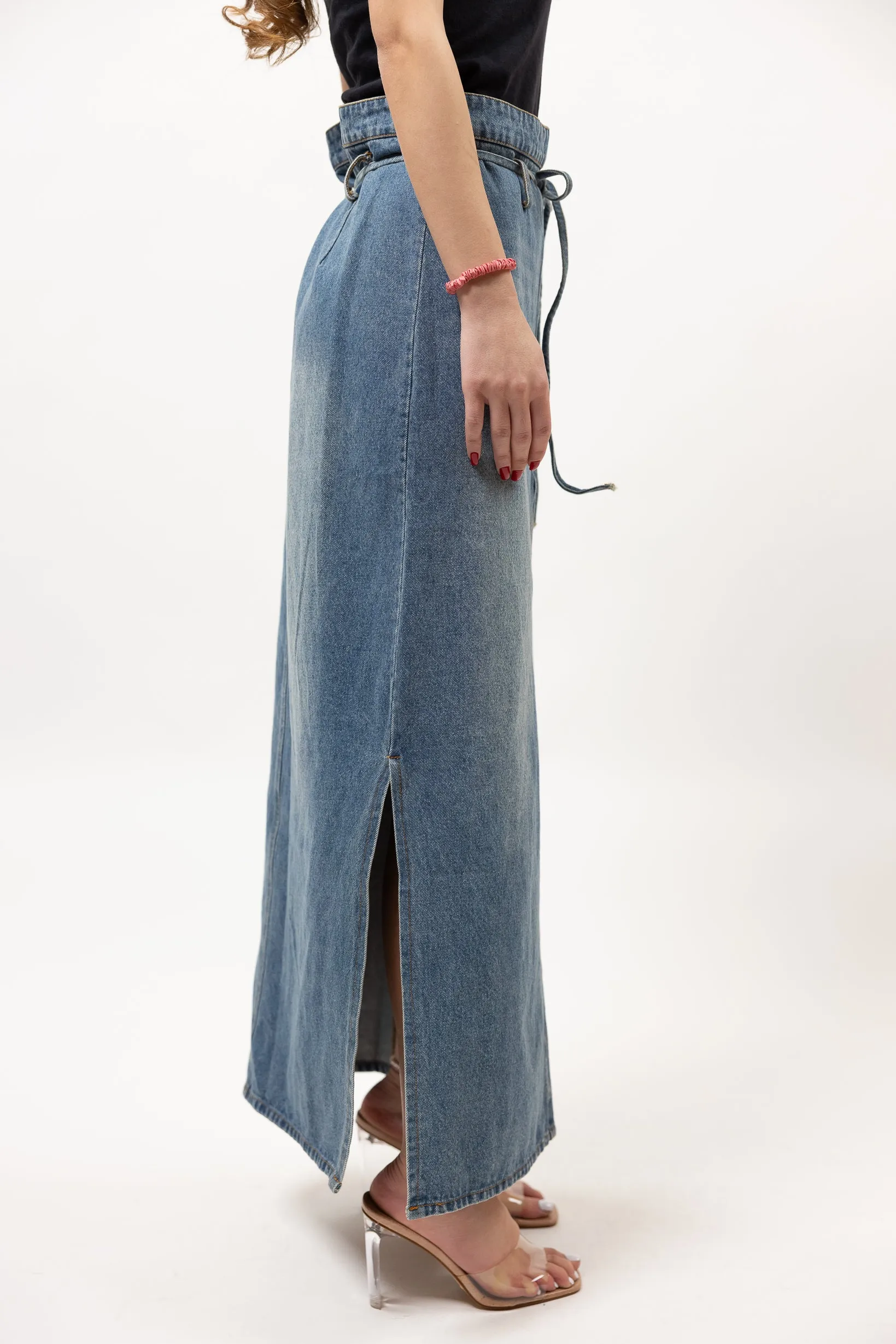 Side Splits Denim Skirt