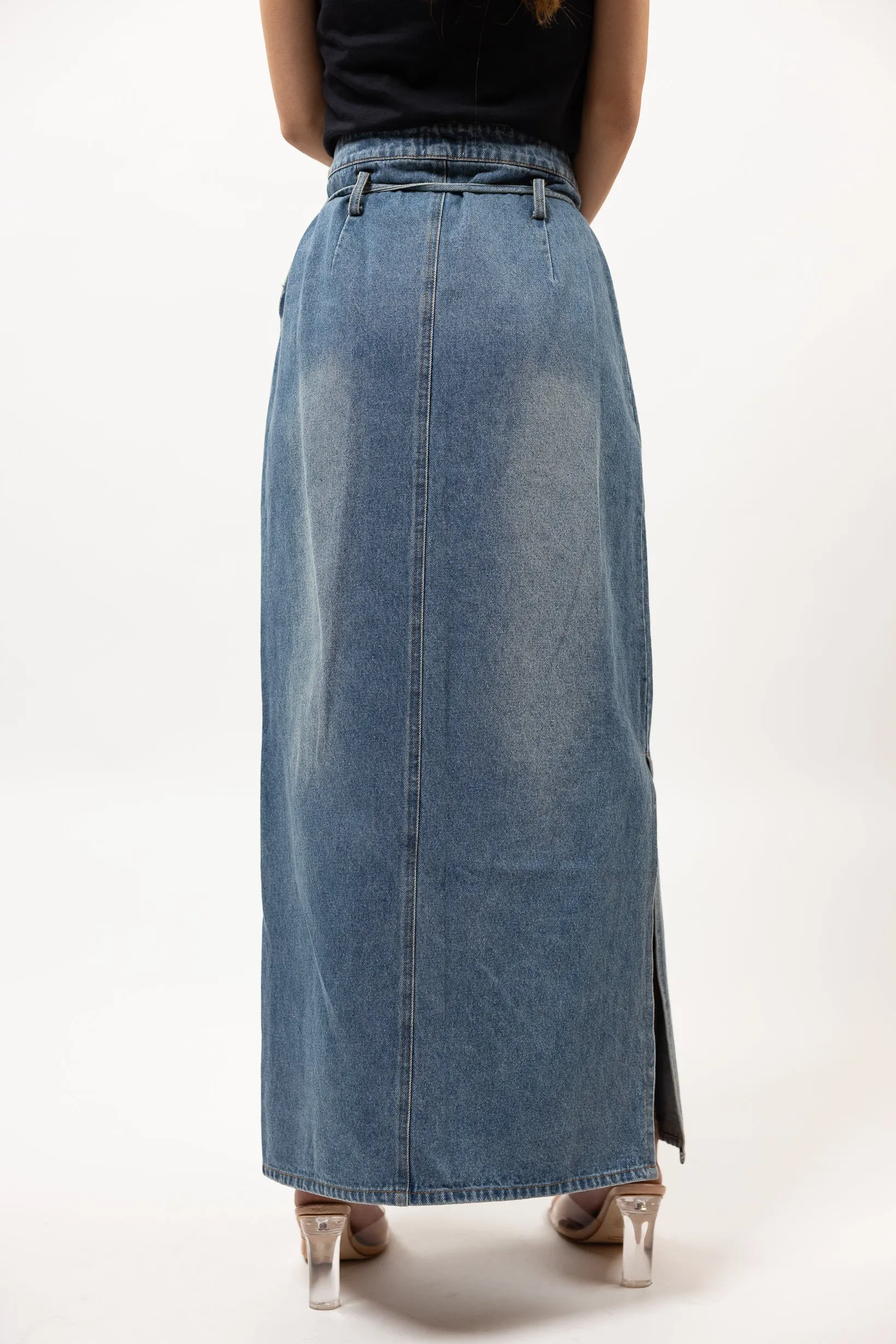 Side Splits Denim Skirt