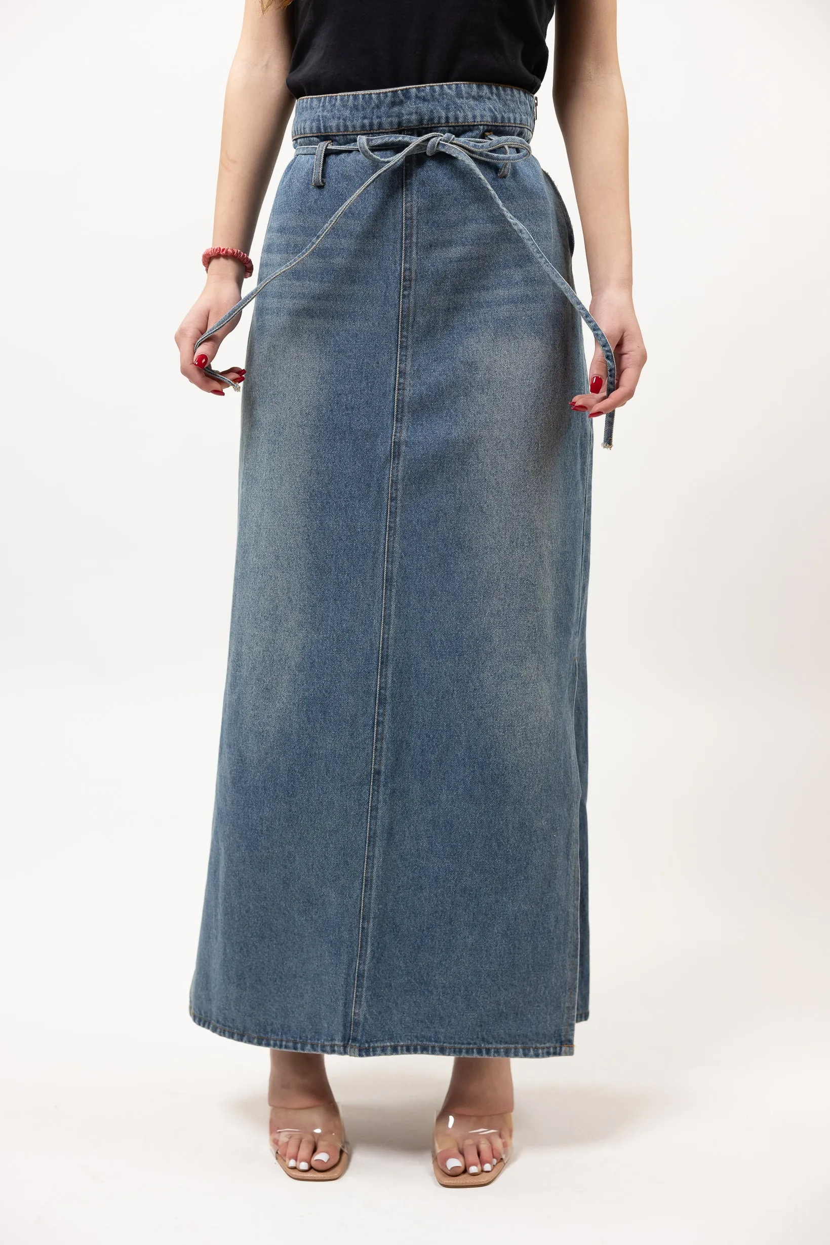 Side Splits Denim Skirt