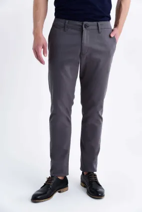 Slim Fit Low Waist Cotton Gray Casual Pants