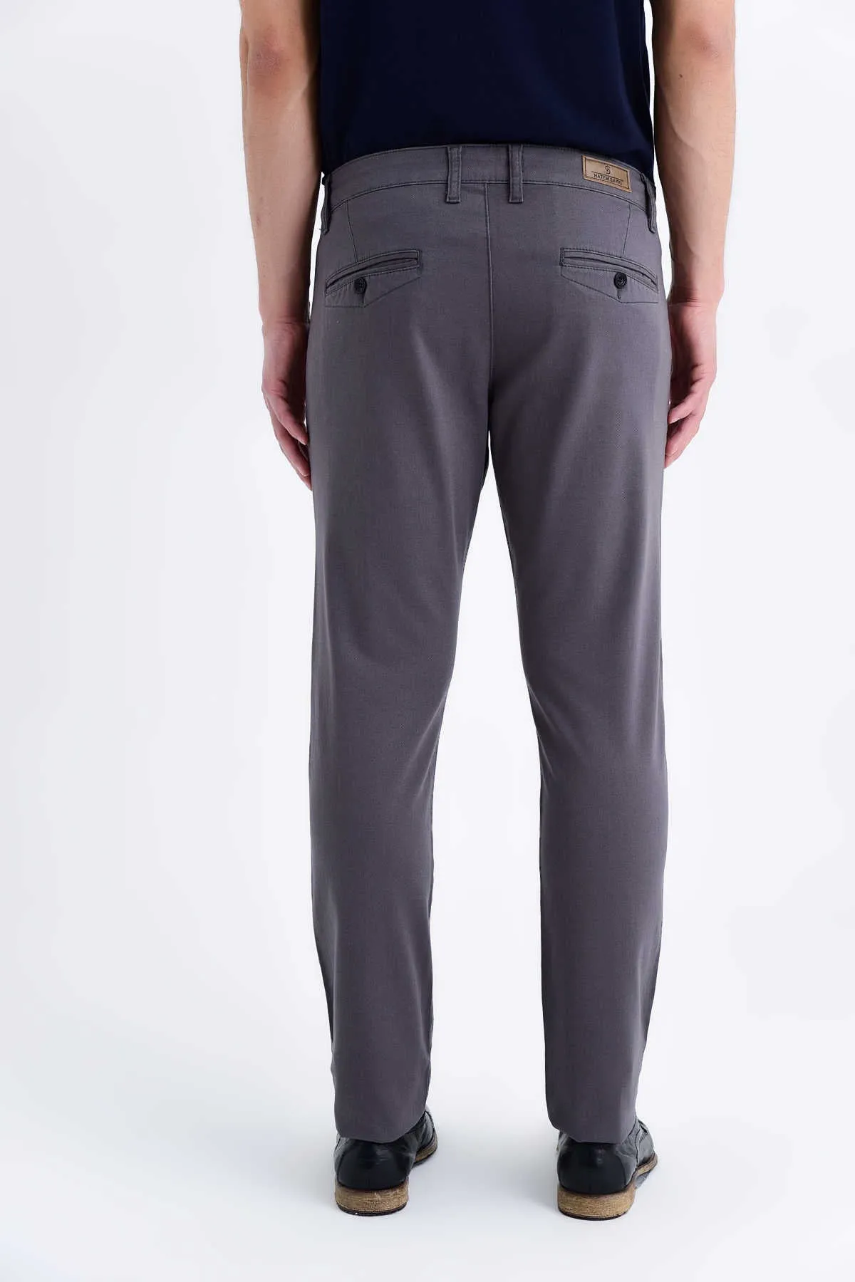 Slim Fit Low Waist Cotton Gray Casual Pants