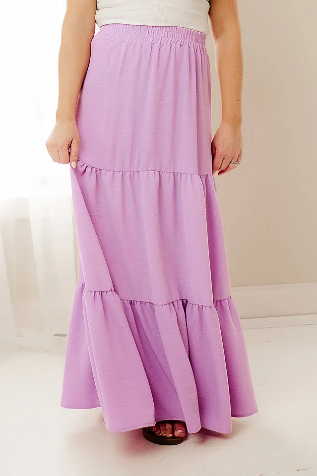 Solid Tiered Maxi Skirt