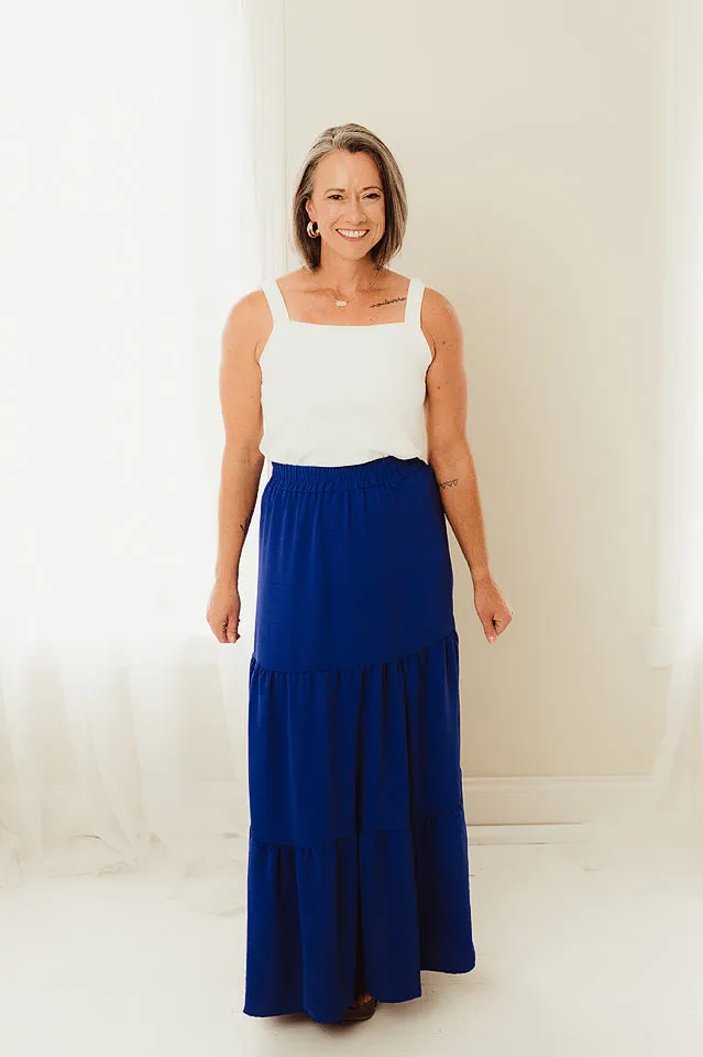 Solid Tiered Maxi Skirt