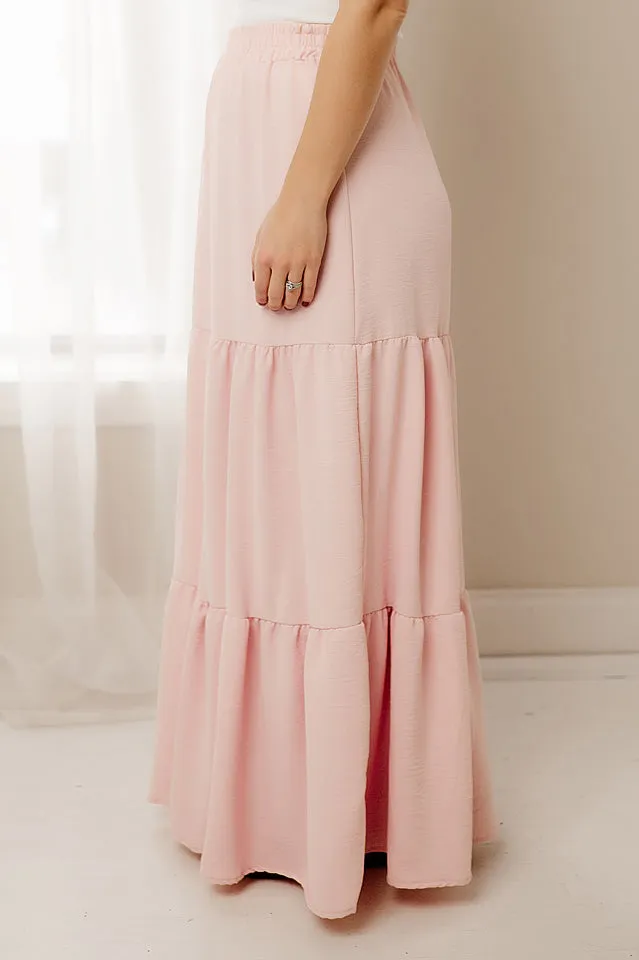 Solid Tiered Maxi Skirt