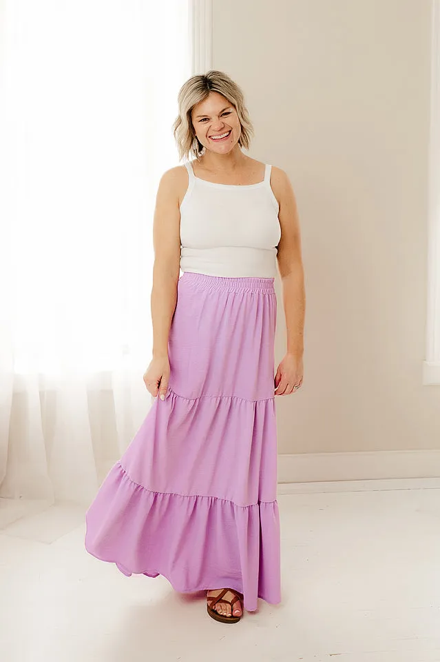 Solid Tiered Maxi Skirt