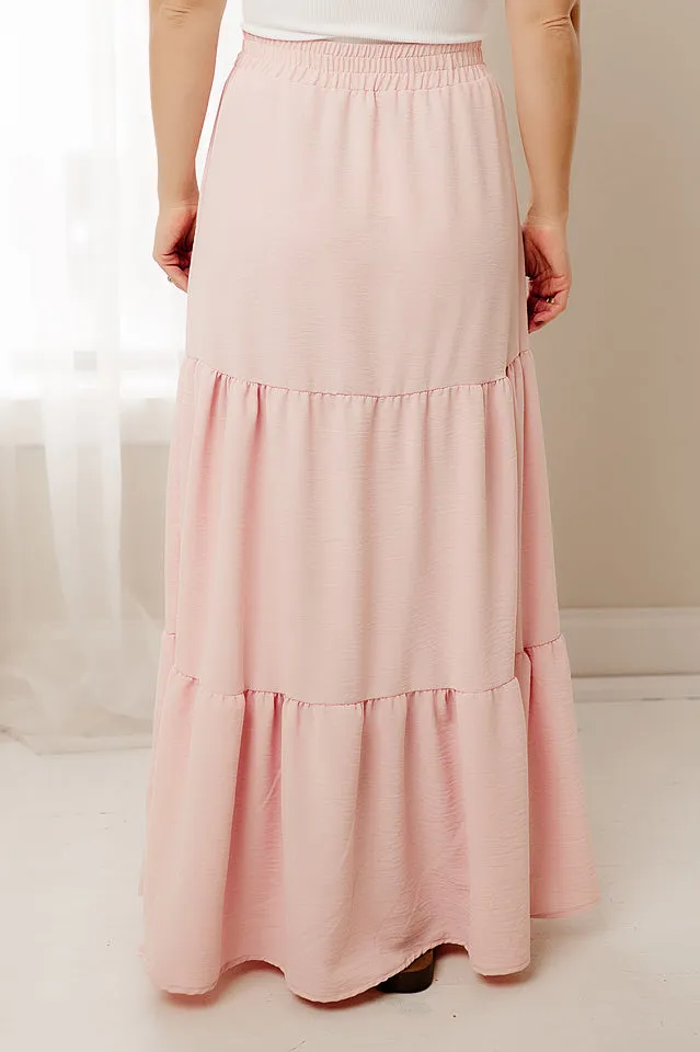 Solid Tiered Maxi Skirt