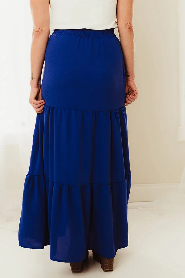 Solid Tiered Maxi Skirt