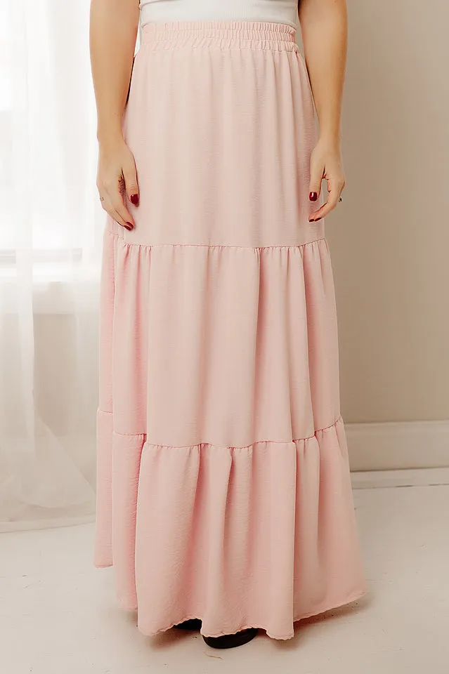 Solid Tiered Maxi Skirt