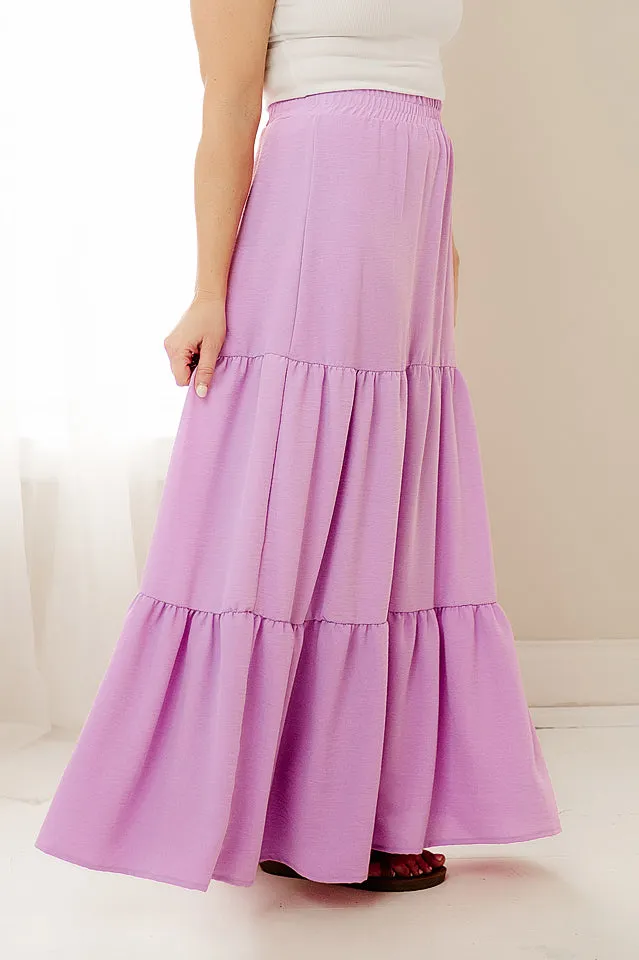 Solid Tiered Maxi Skirt