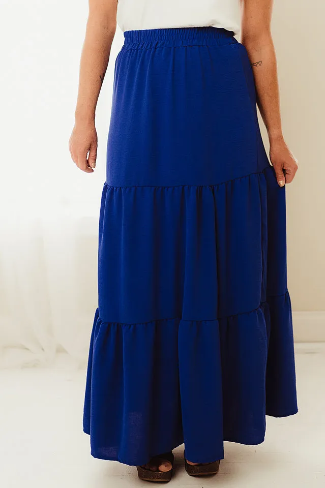 Solid Tiered Maxi Skirt