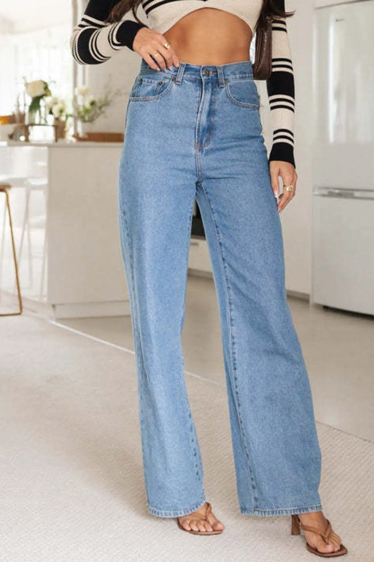 Straight Wide-leg High Rise Jeans