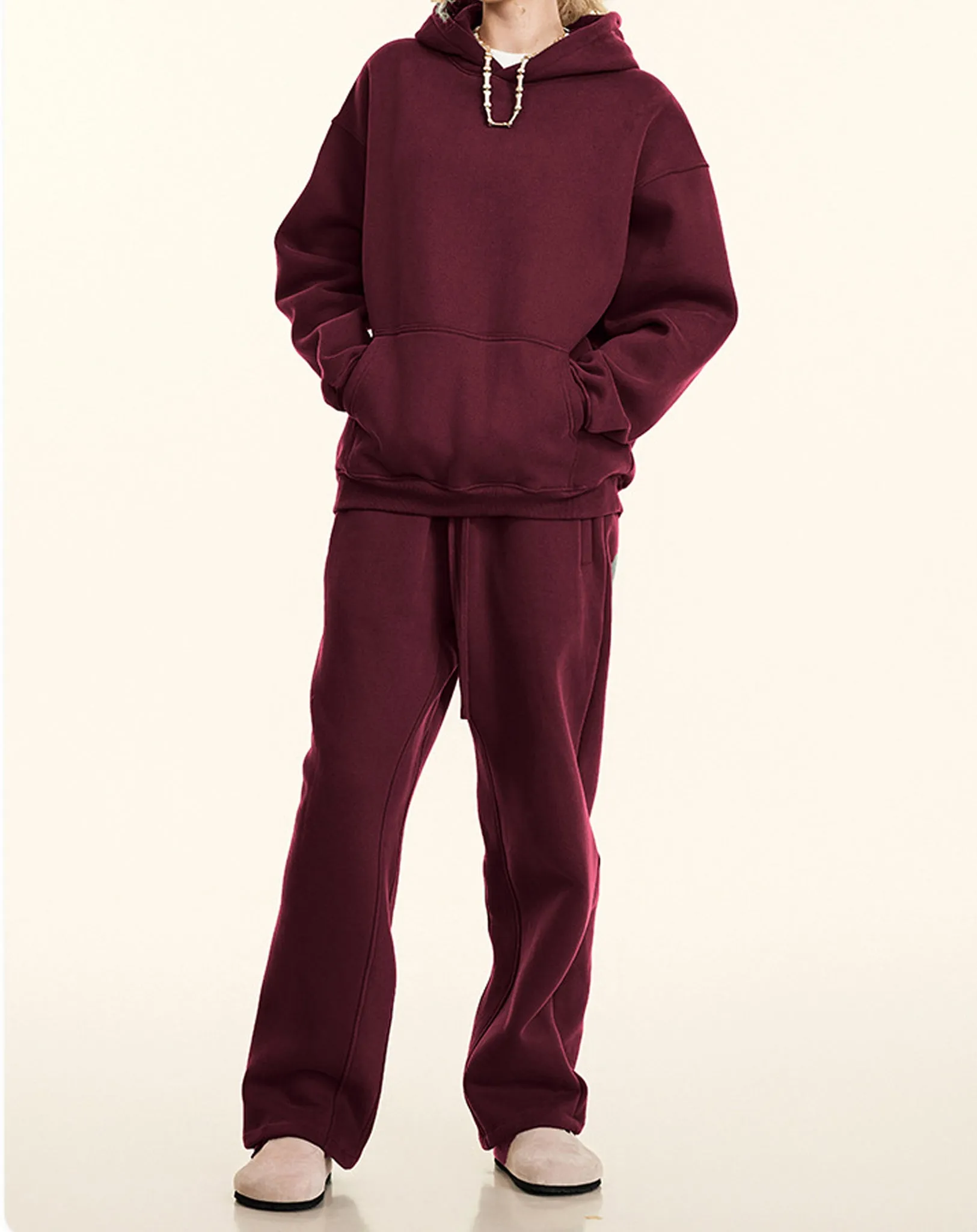 Straight Wide Leg Sweatpants (Fleece)