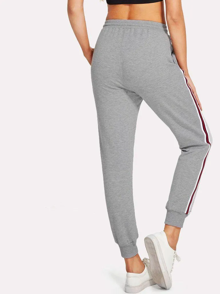 Striped Tape Side Drawstring Sweatpants