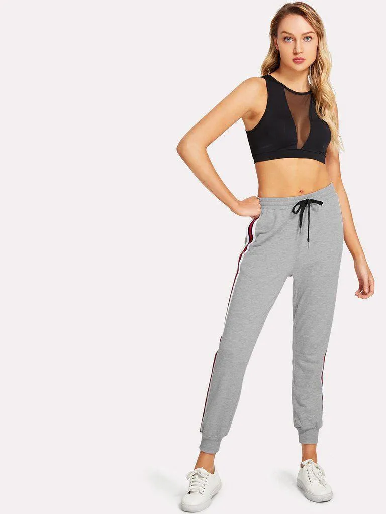 Striped Tape Side Drawstring Sweatpants