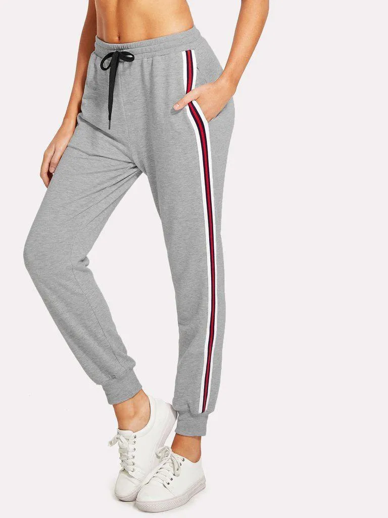 Striped Tape Side Drawstring Sweatpants