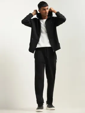 Studiofit Black Relaxed-Fit Mid-Rise Track Pants