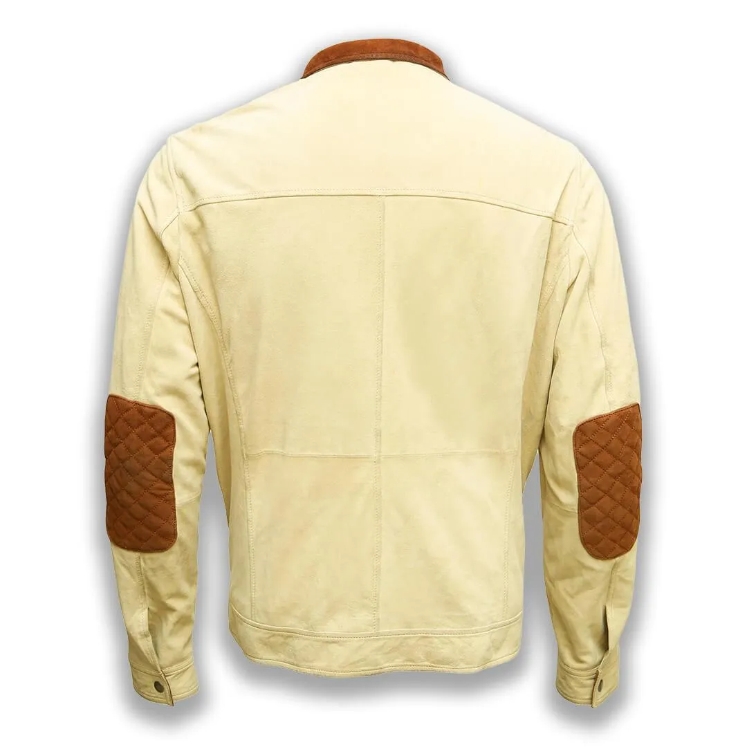 Suede Leather Jacket with Shawl-Collar