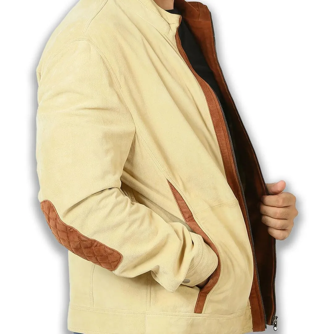 Suede Leather Jacket with Shawl-Collar