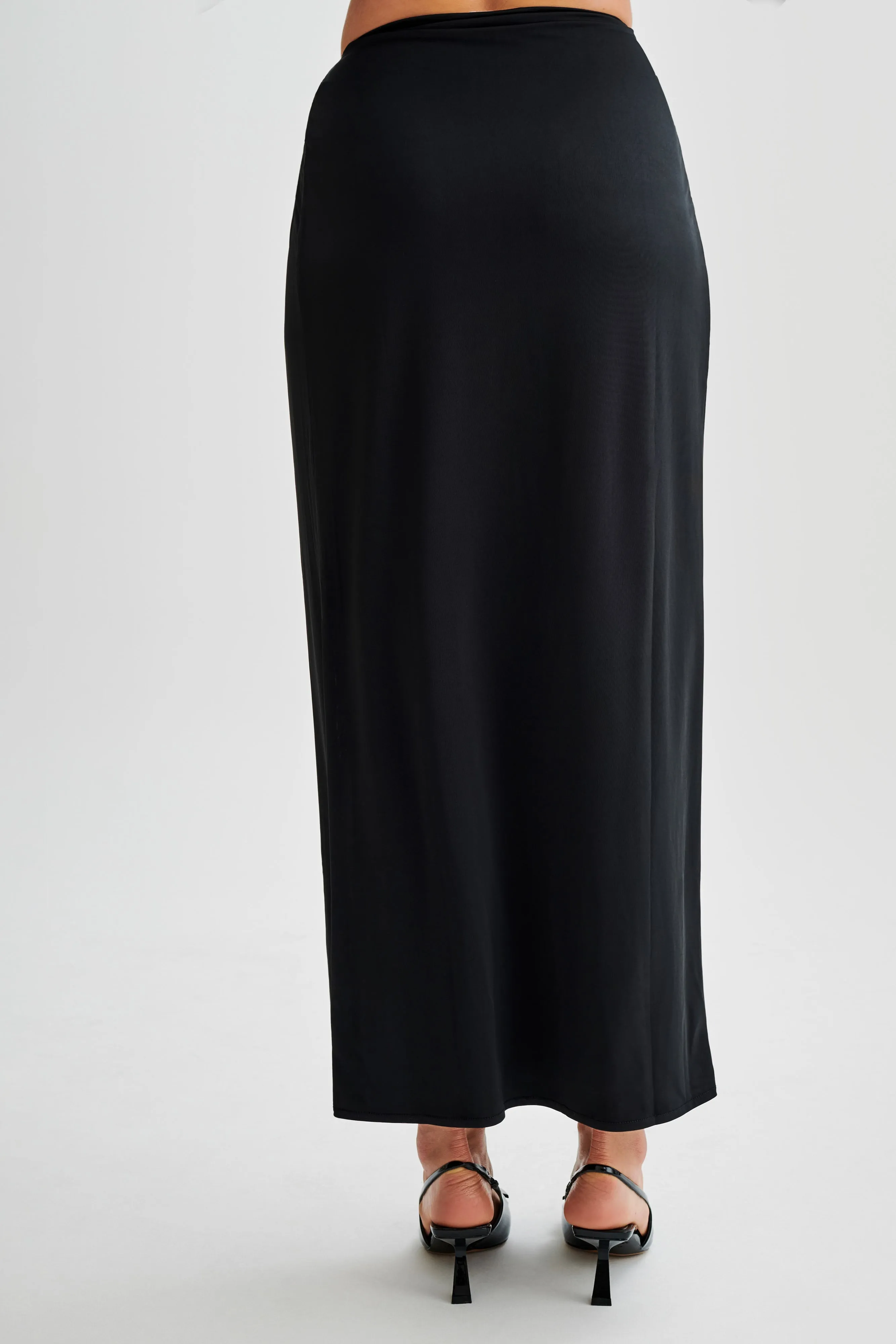 Suri Slinky Maxi Skirt With Silver Hardware - Black