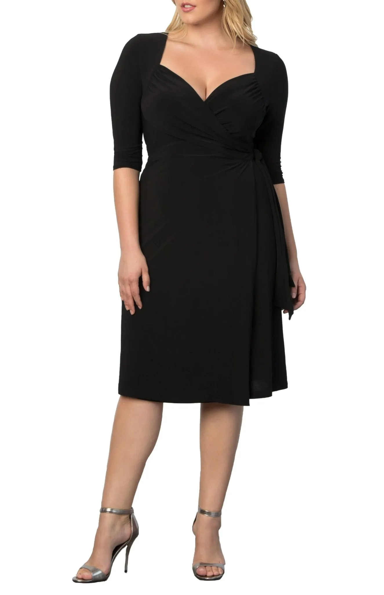 Sweetheart Knit Wrap Dress - Plus