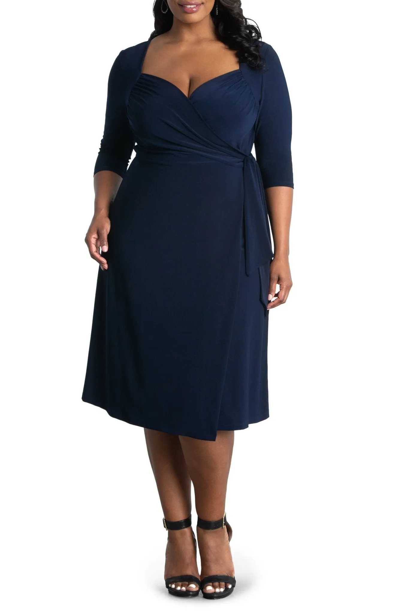 Sweetheart Knit Wrap Dress - Plus