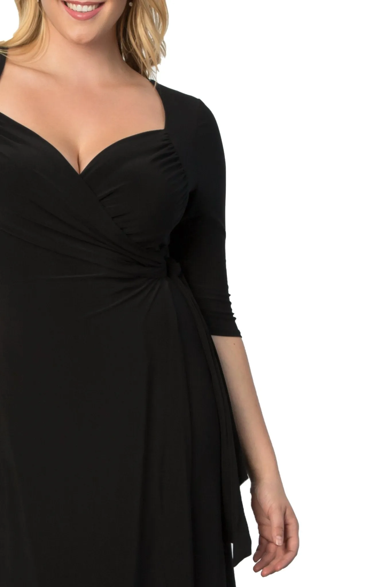 Sweetheart Knit Wrap Dress - Plus