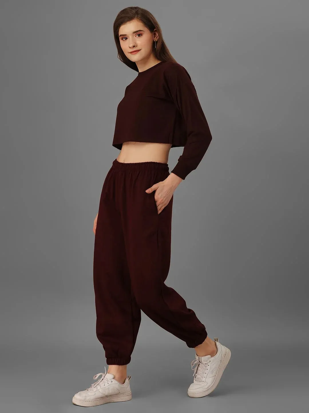 SXV Solid Burgundy Pull-On Fleece Joggers