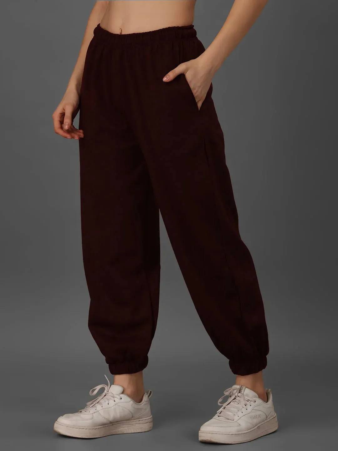 SXV Solid Burgundy Pull-On Fleece Joggers