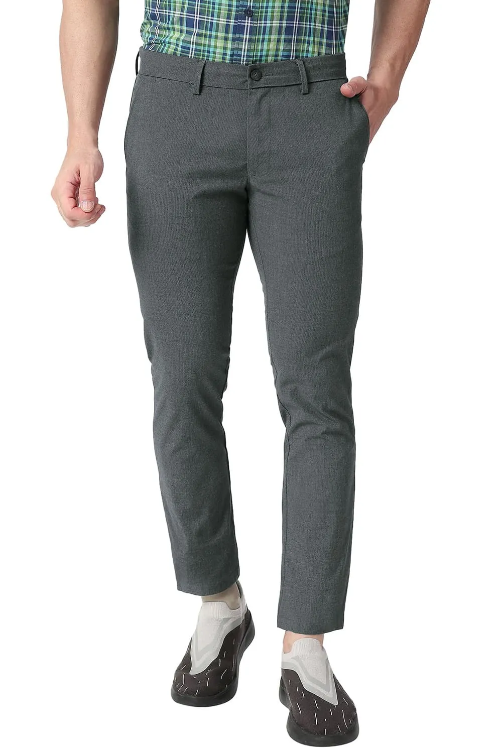 Tapered Fit Cotton Polyester Stretch Trousers