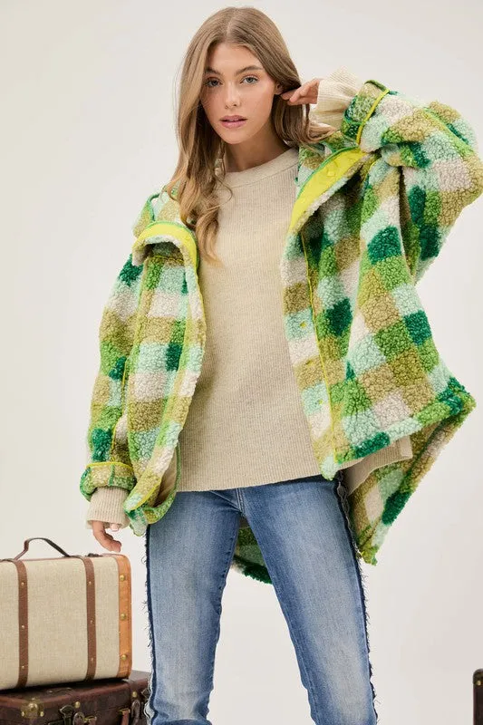 TEEK - Plus Size Kelly Green Plaid Back Spirit Jacket