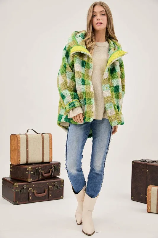 TEEK - Plus Size Kelly Green Plaid Back Spirit Jacket