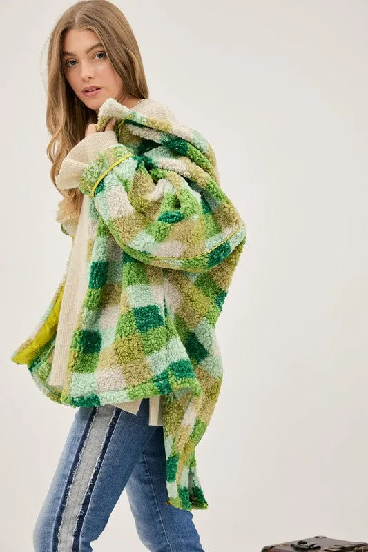 TEEK - Plus Size Kelly Green Plaid Back Spirit Jacket