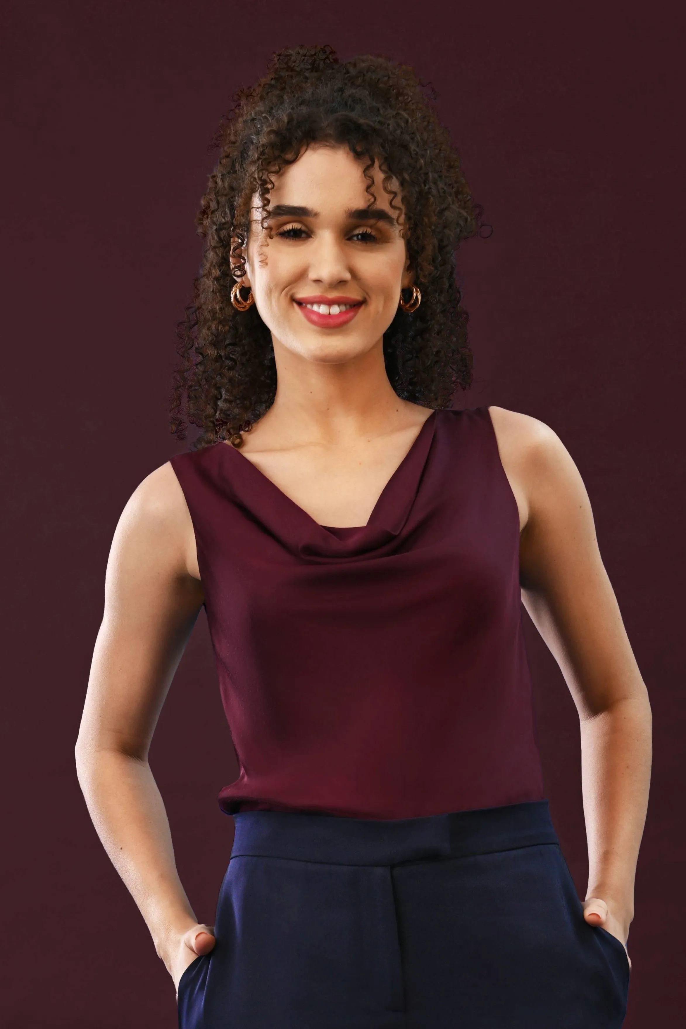 Tenacity Essential Cowl Neck Viscose Top