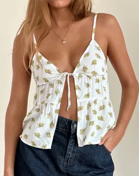 Tezza Top in Funshine Floral Off White