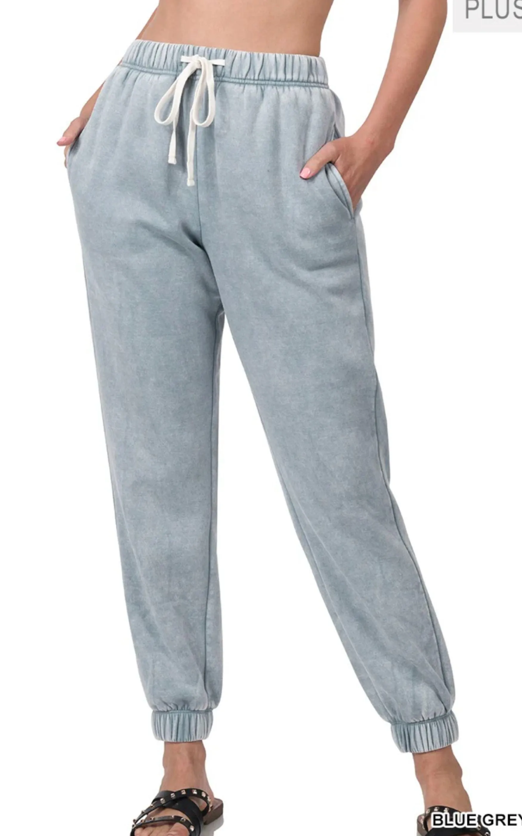 The Cloud Acid Wash Fleece Sweatpants | Zenana