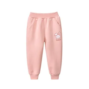 Toddler/Kid Girl's Pink Sweatpants with Bunny Print Design