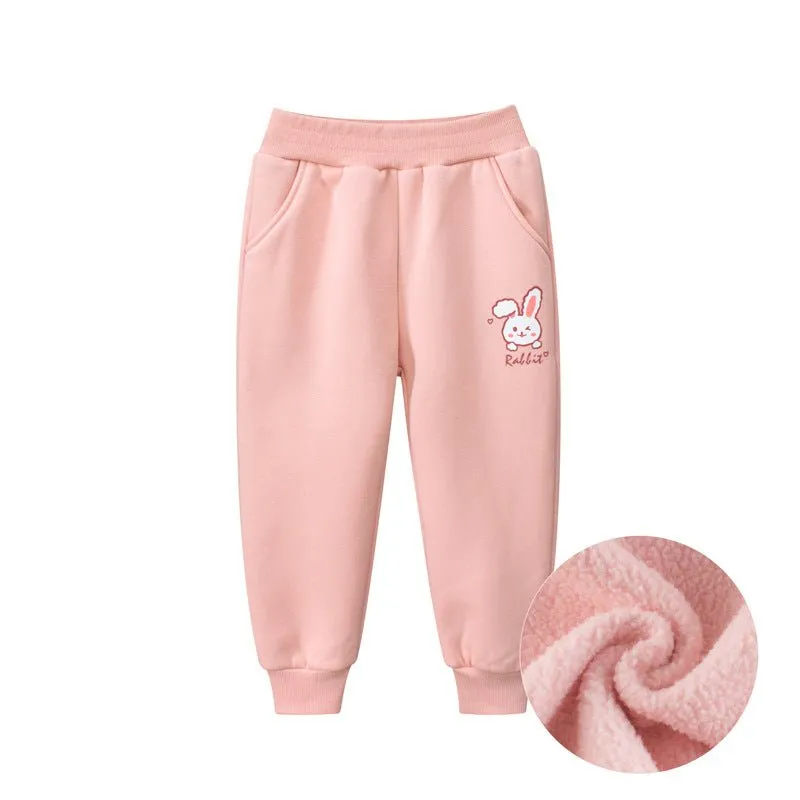 Toddler/Kid Girl's Pink Sweatpants with Bunny Print Design