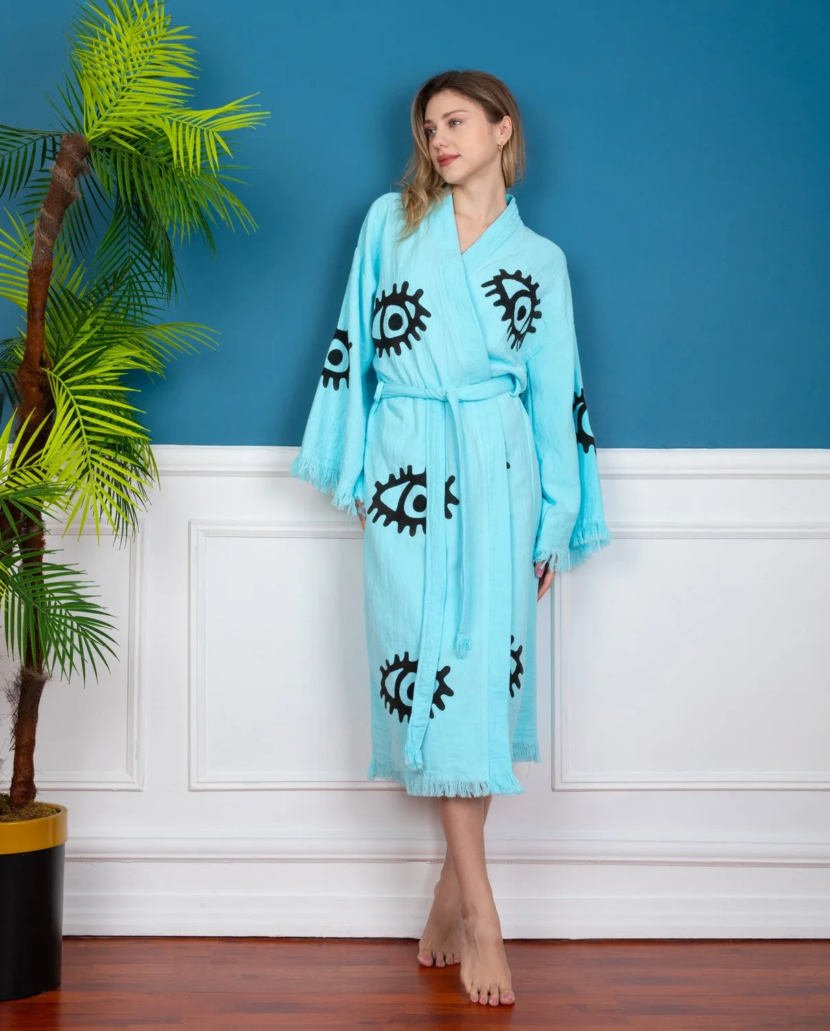 Turquoise Evil Eye kimono