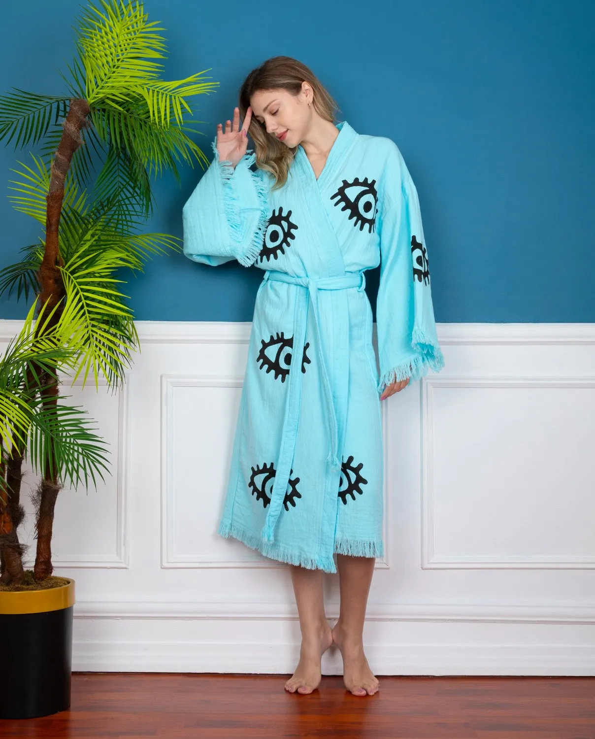 Turquoise Evil Eye kimono