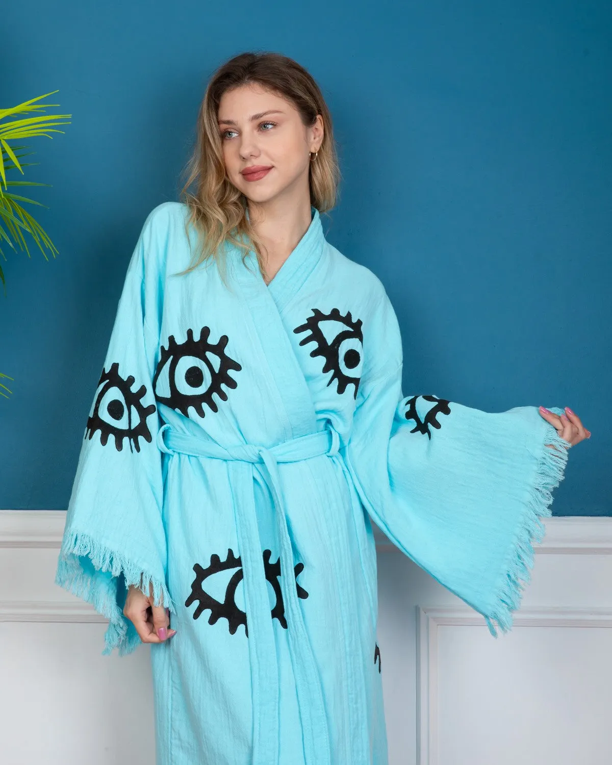 Turquoise Evil Eye kimono