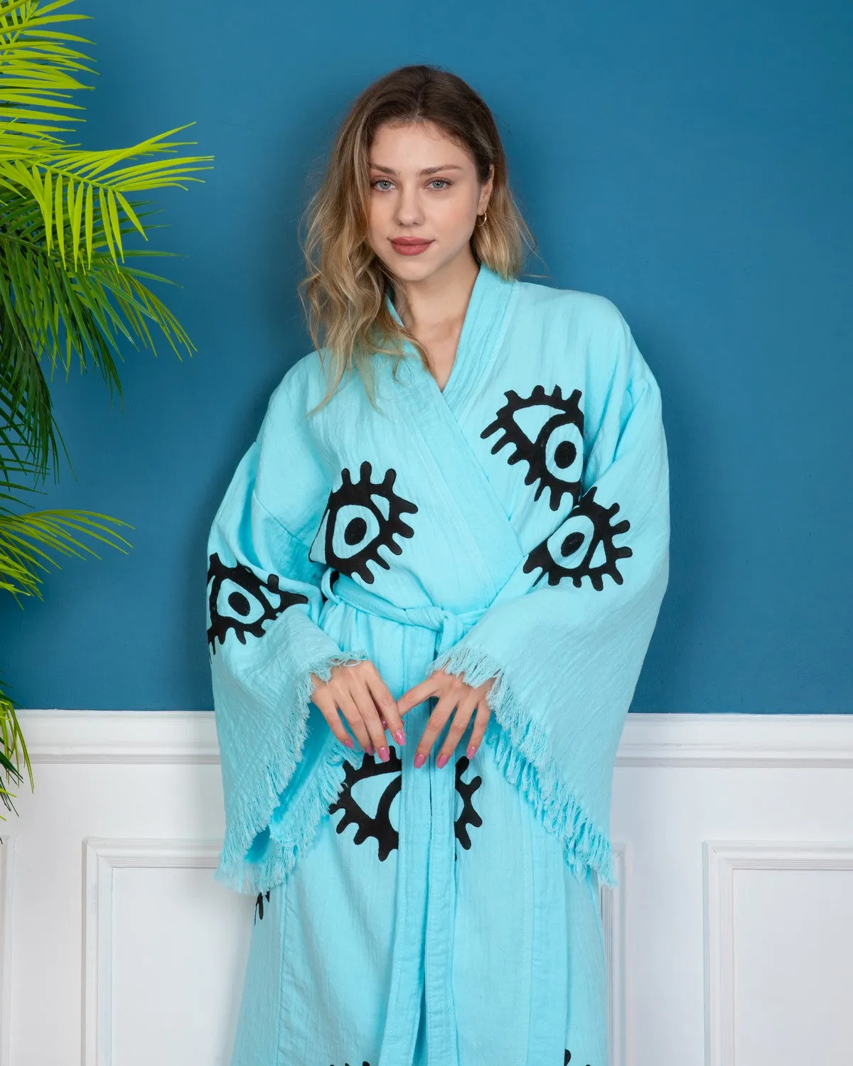 Turquoise Evil Eye kimono