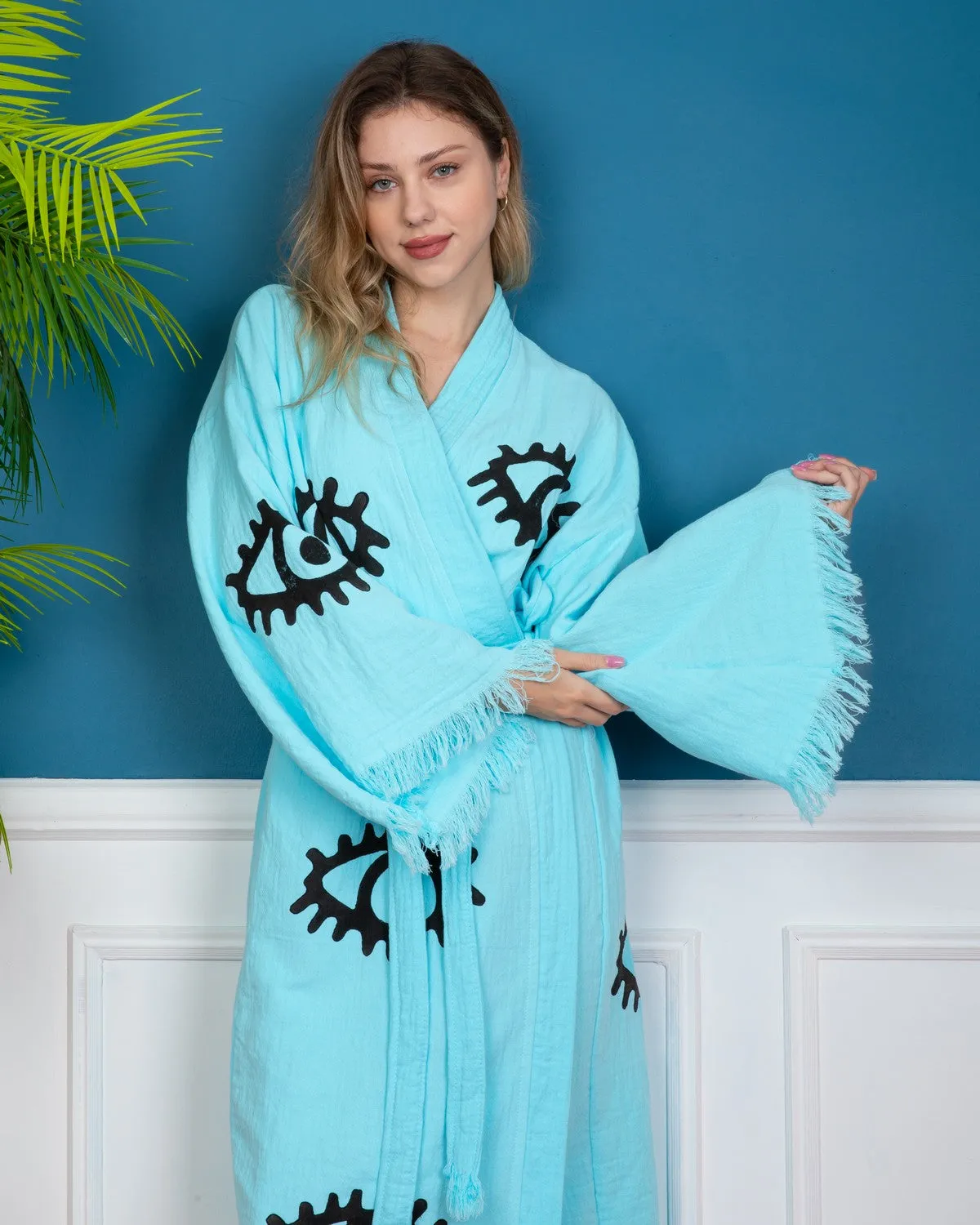 Turquoise Evil Eye kimono