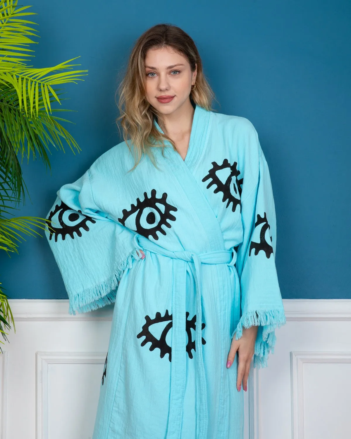 Turquoise Evil Eye kimono