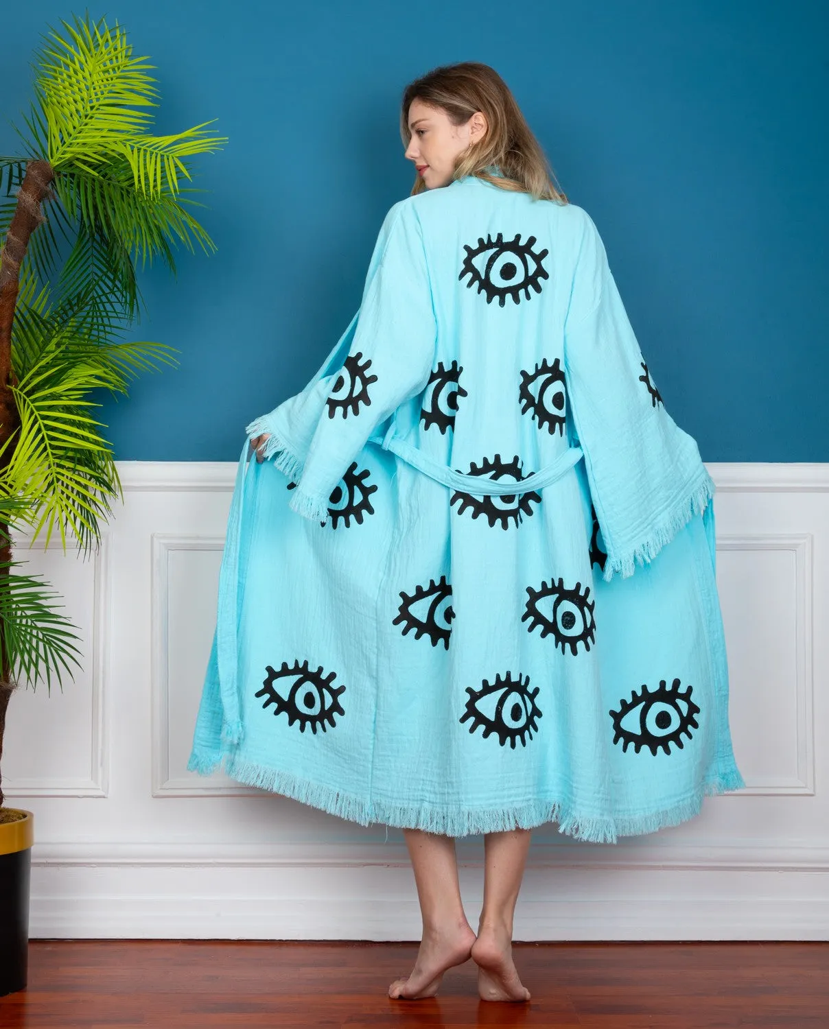 Turquoise Evil Eye kimono