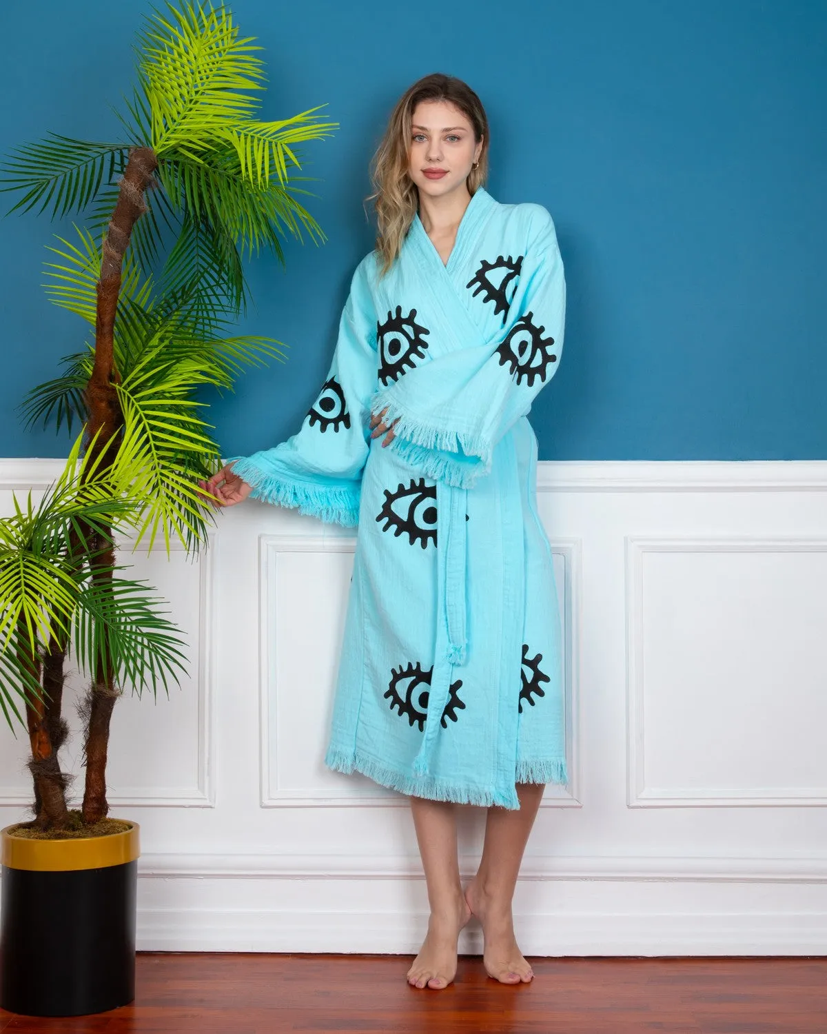 Turquoise Evil Eye kimono