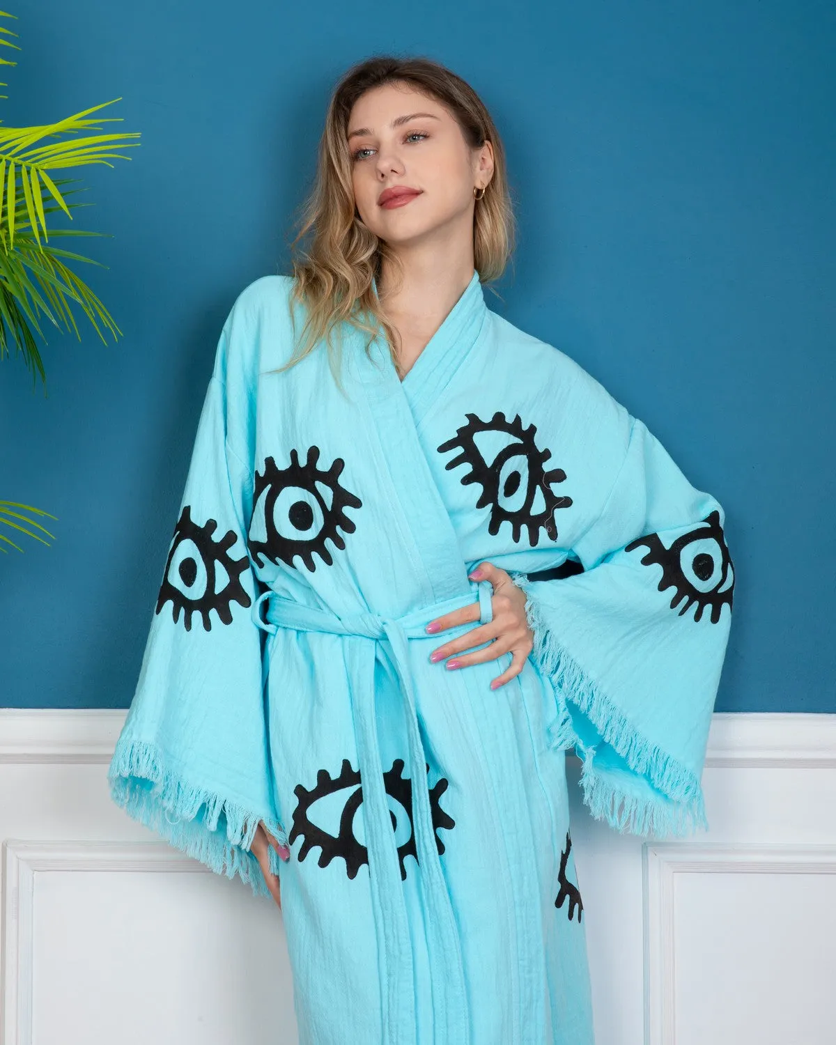 Turquoise Evil Eye kimono