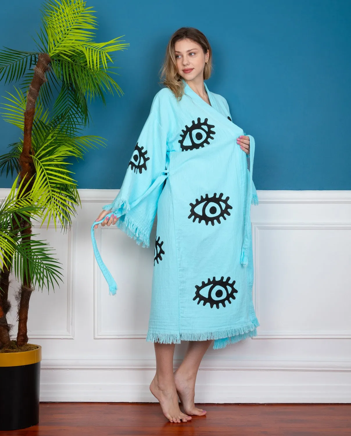 Turquoise Evil Eye kimono