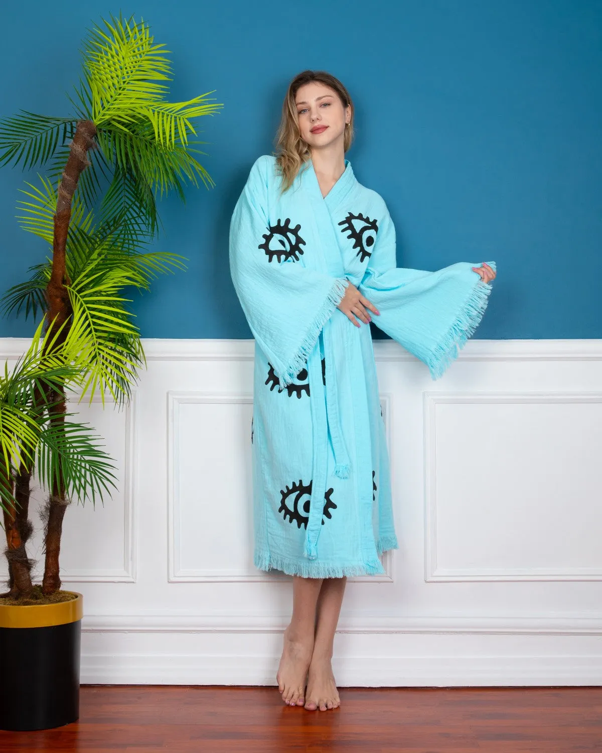 Turquoise Evil Eye kimono